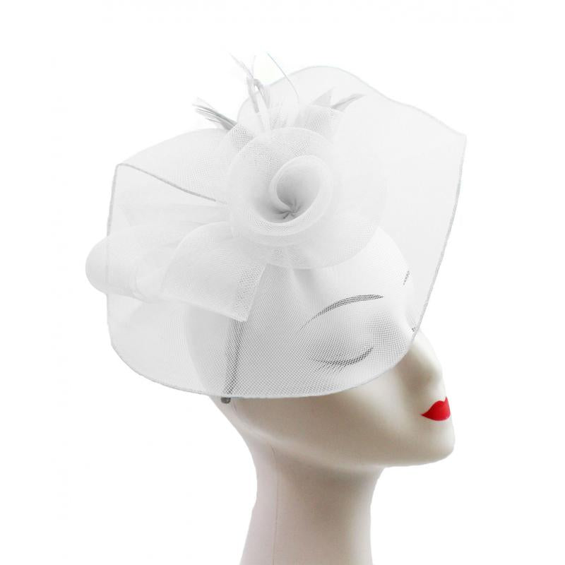 FT9009-031 Rose Fascinator with Feathers