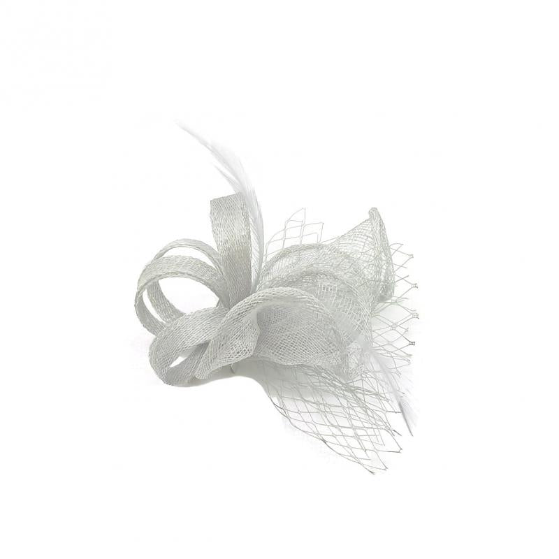 FT9075-012 Sinamay Wavy Fascinator with Loops and Mesh