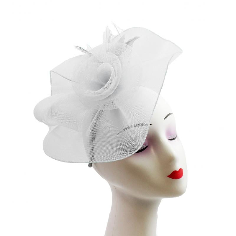 FT9009-031 Rose Fascinator with Feathers