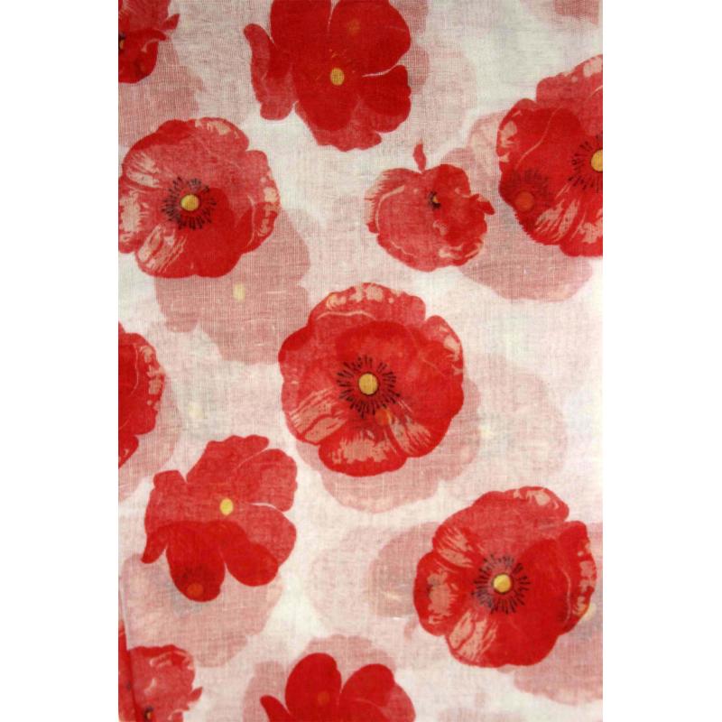 AB1850-398 Large Poppy Print Scarf