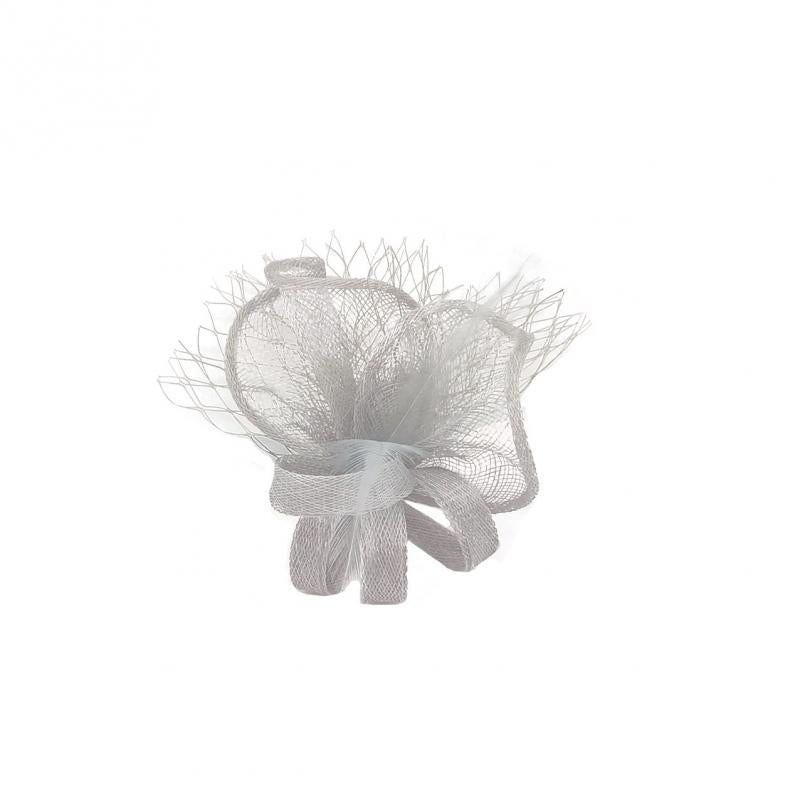 FT9075-012 Sinamay Wavy Fascinator with Loops and Mesh