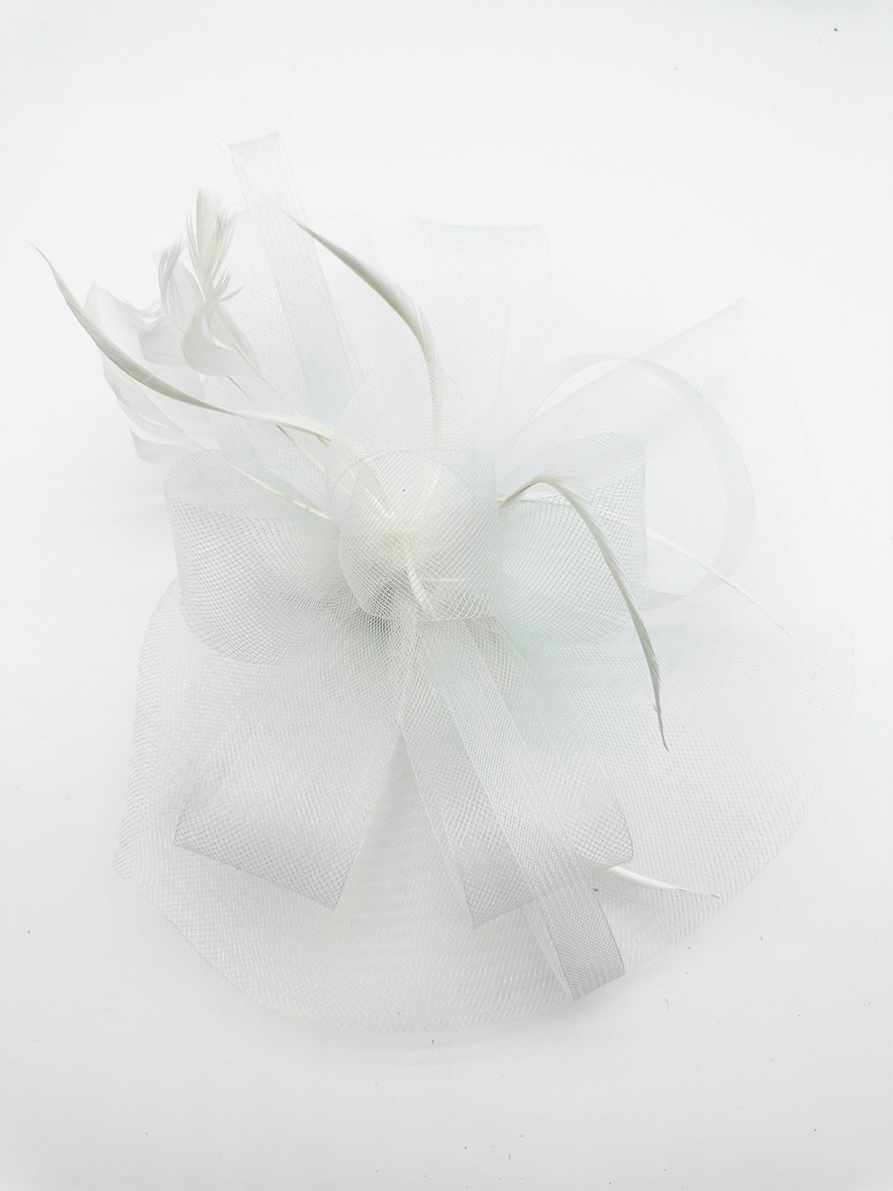 FT3900 Layered Mesh Net Floral Fascinator with Popping Feather