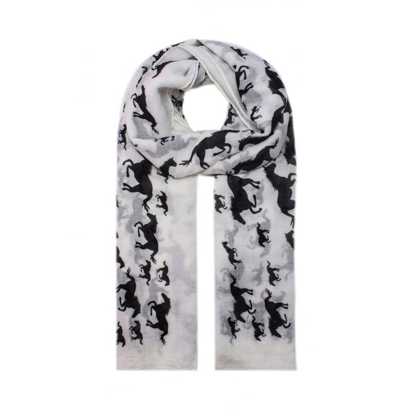 AB1750-81 Viscose Mix Horse Print Scarf