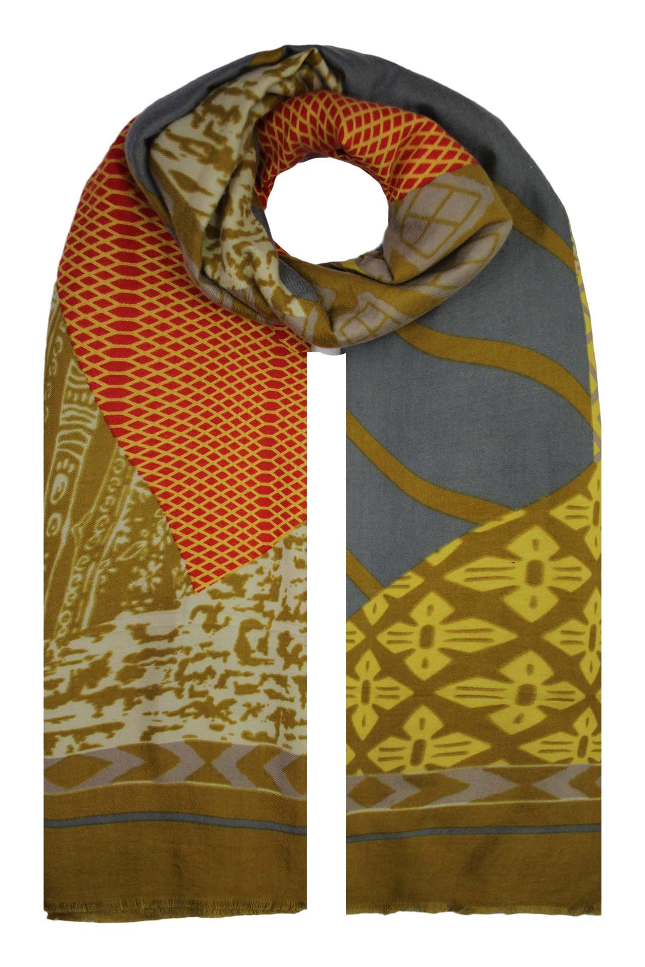 SF19130-94 Zangle Art Print Cashmere Blend Scarf