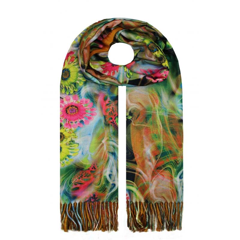 SF19138-133 Vibrant Florals Cotton Blend Scarf