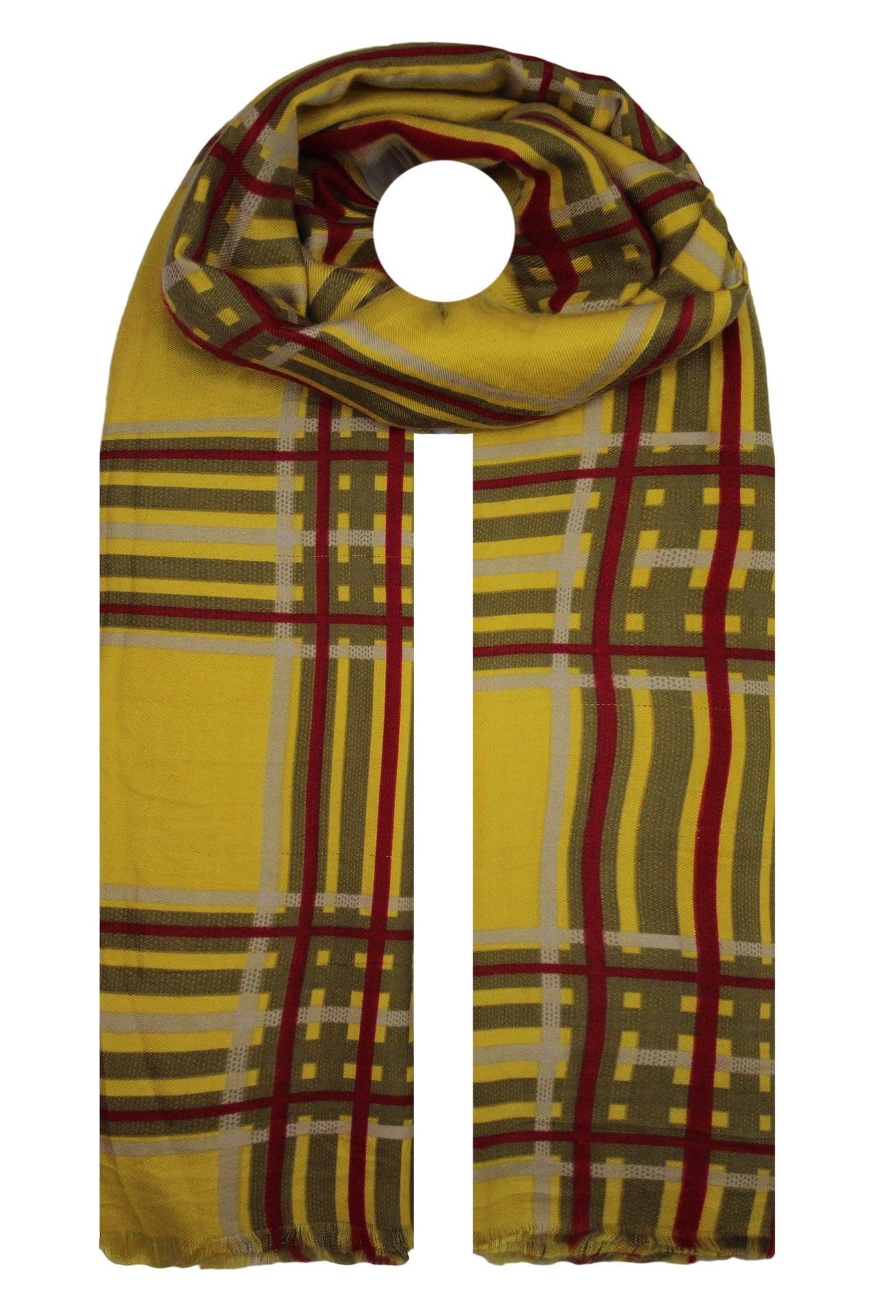 SF19130-96 Checker Print Cotton Blend Scarf