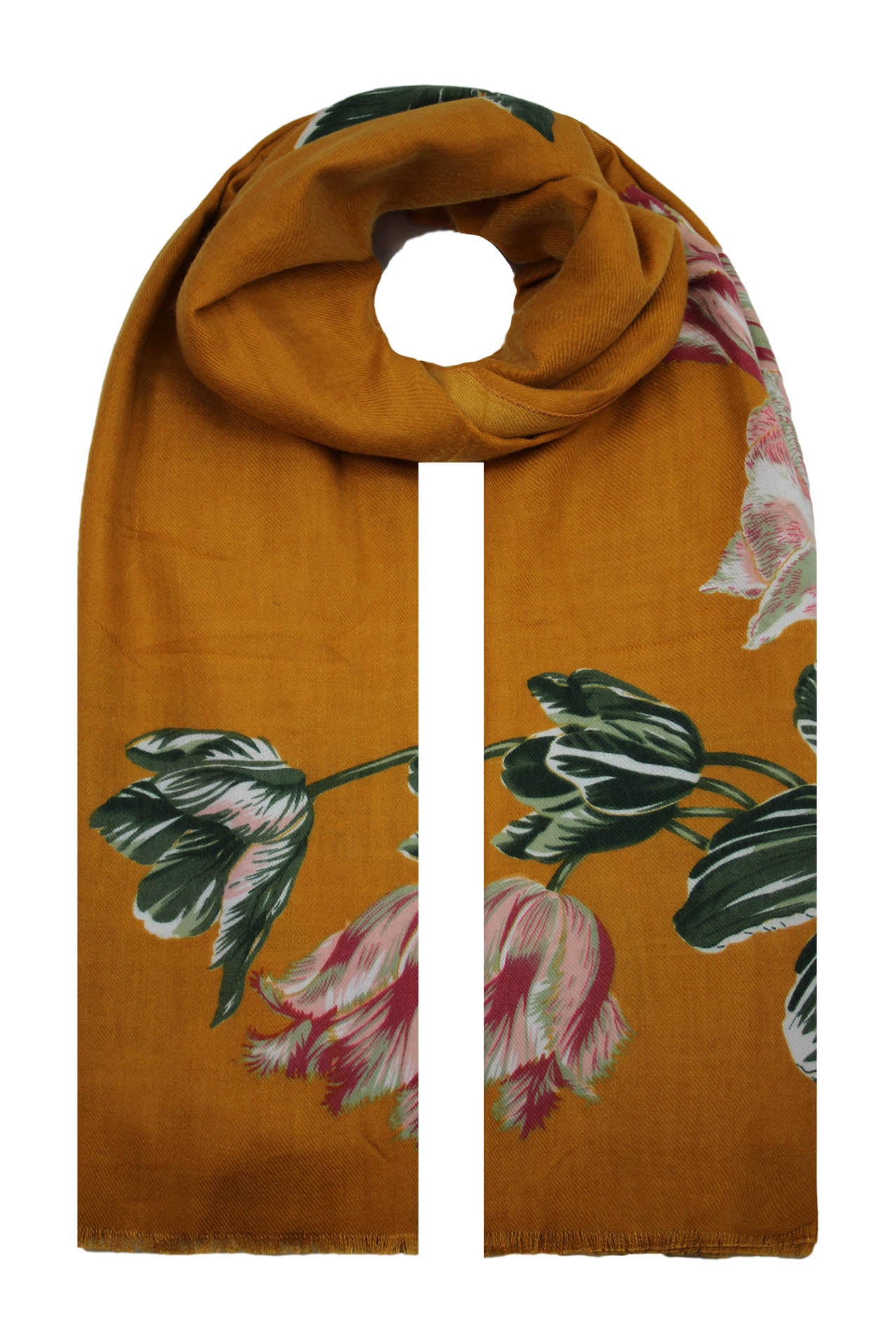 SF19120-75 Vibrant Wool Blend Scarf with Flower Print