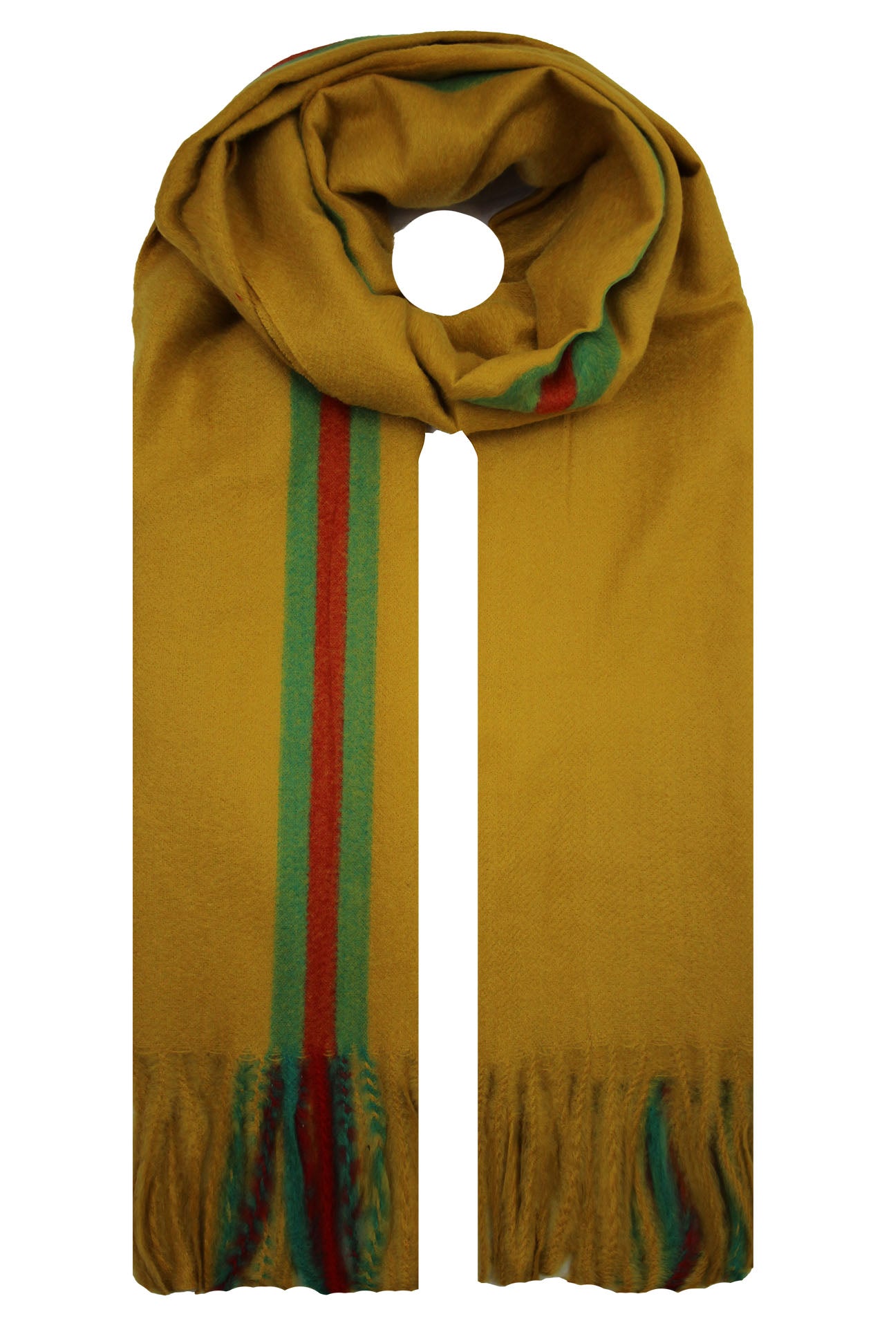 SF19122-082 Bright Wool Blend Scarf with Striped Print