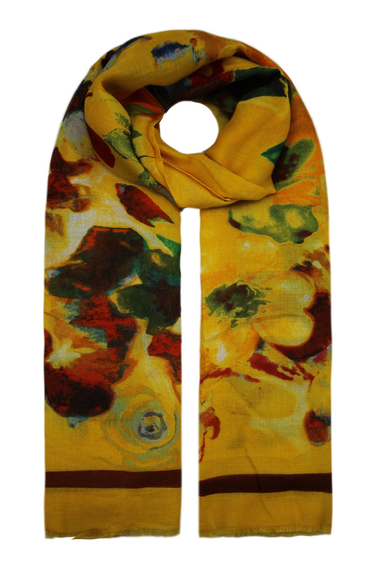 SF1990-88 Floral Viscose Scarf with Vibrant Flower Pattern