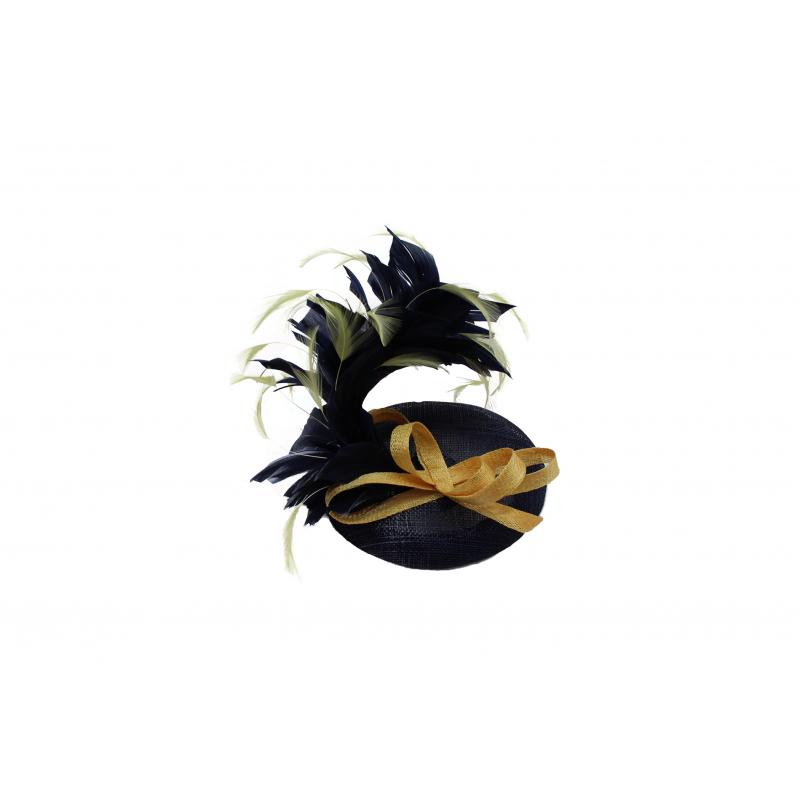 FT9022-009 Contrast Colour Fascinator with Synthetic Feathers & Sinamay Disc