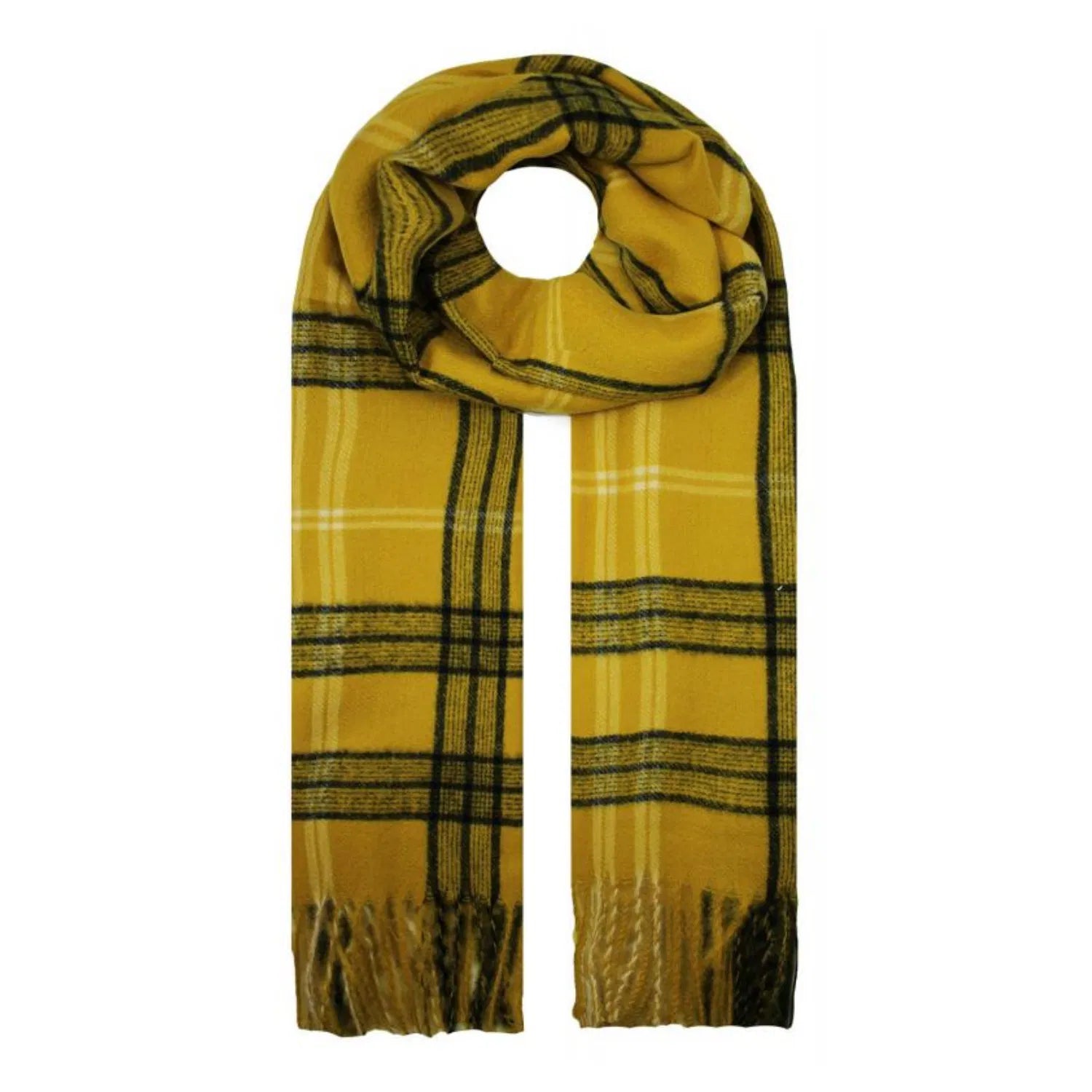 SF19122-085 Tartan Check Print Wool Blend Scarf