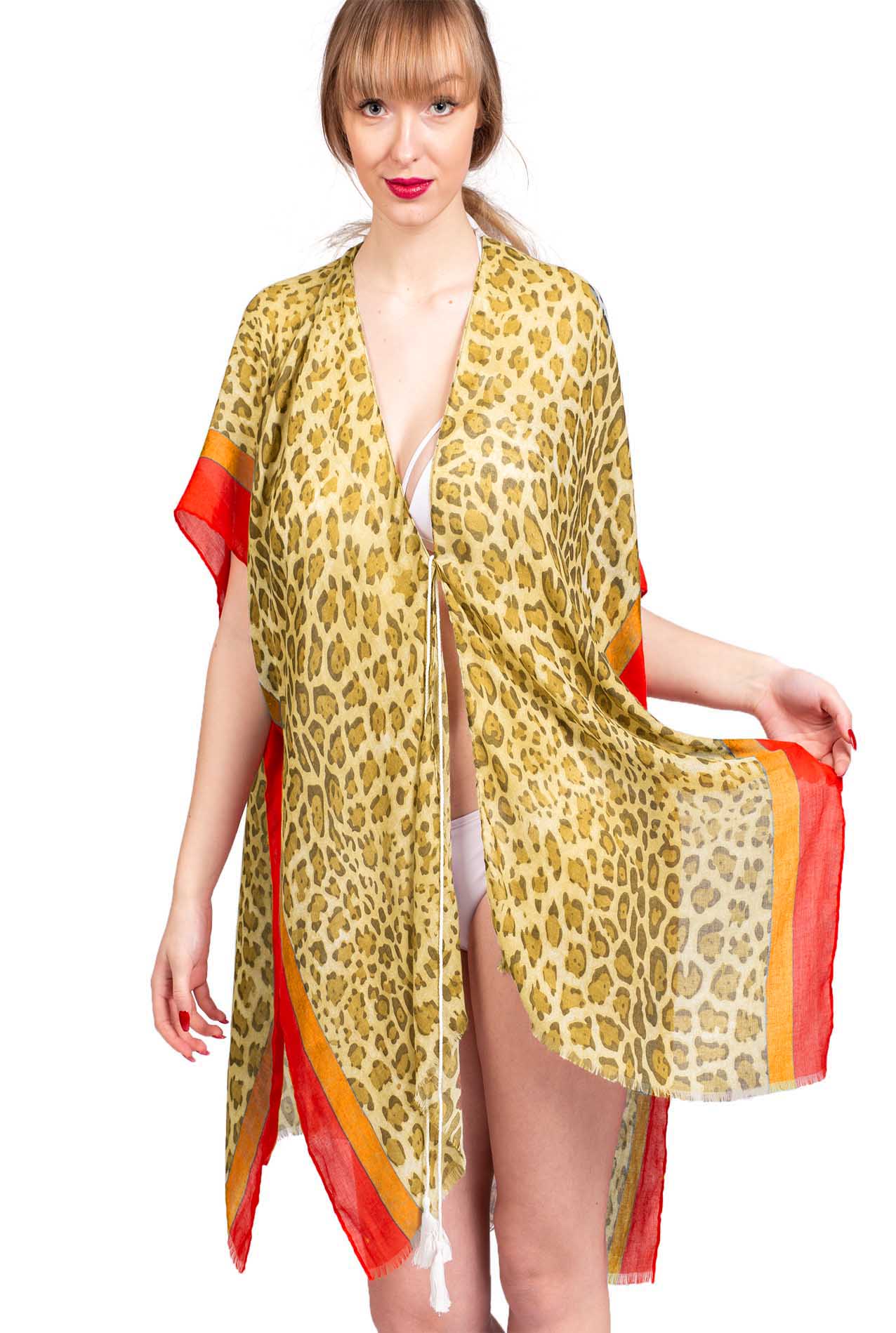 SF19140-047 Soft Print Sarong Dress with Leopard Pattern