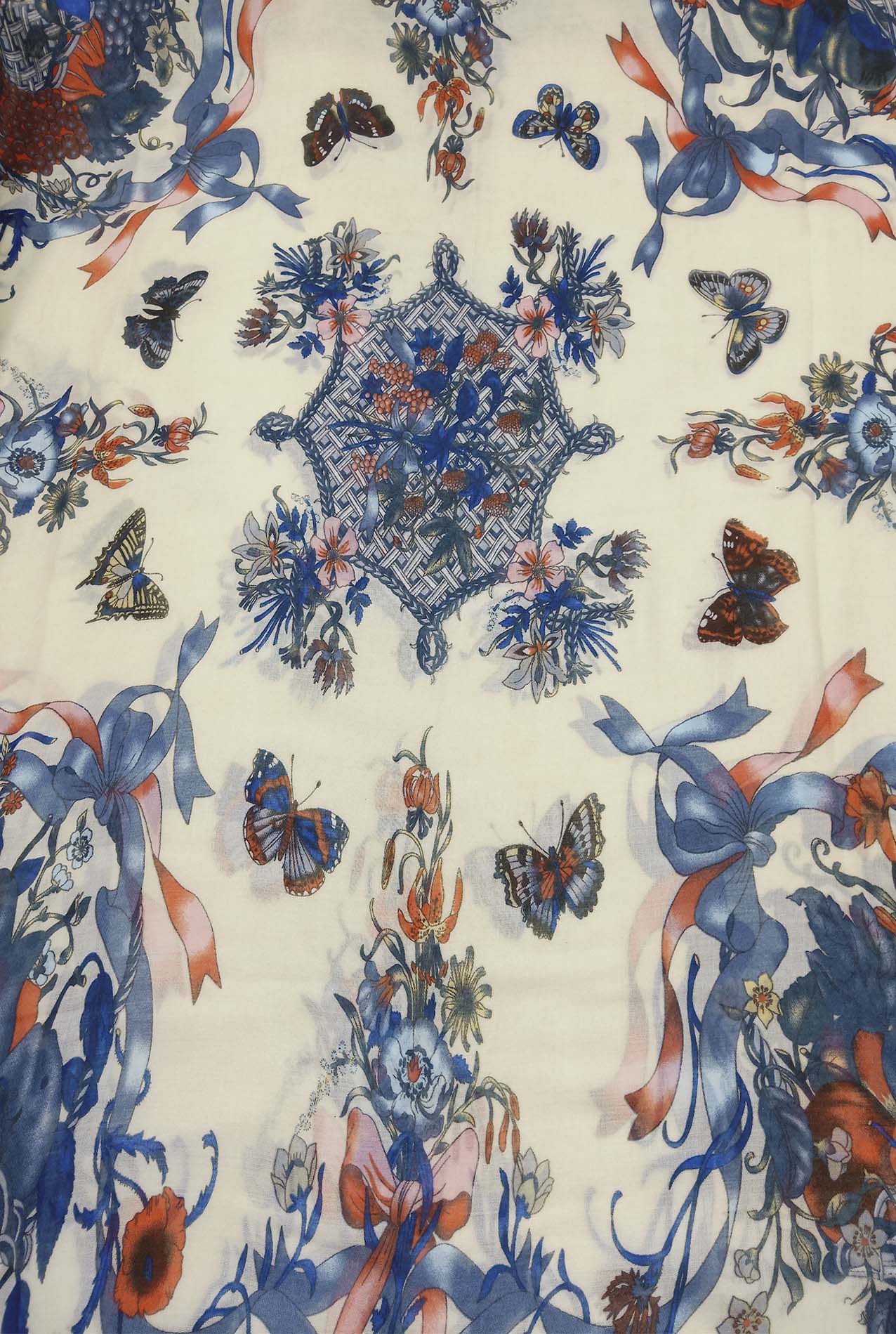 AB1890-276 Viscose Scarf with Butterflies and Flowers