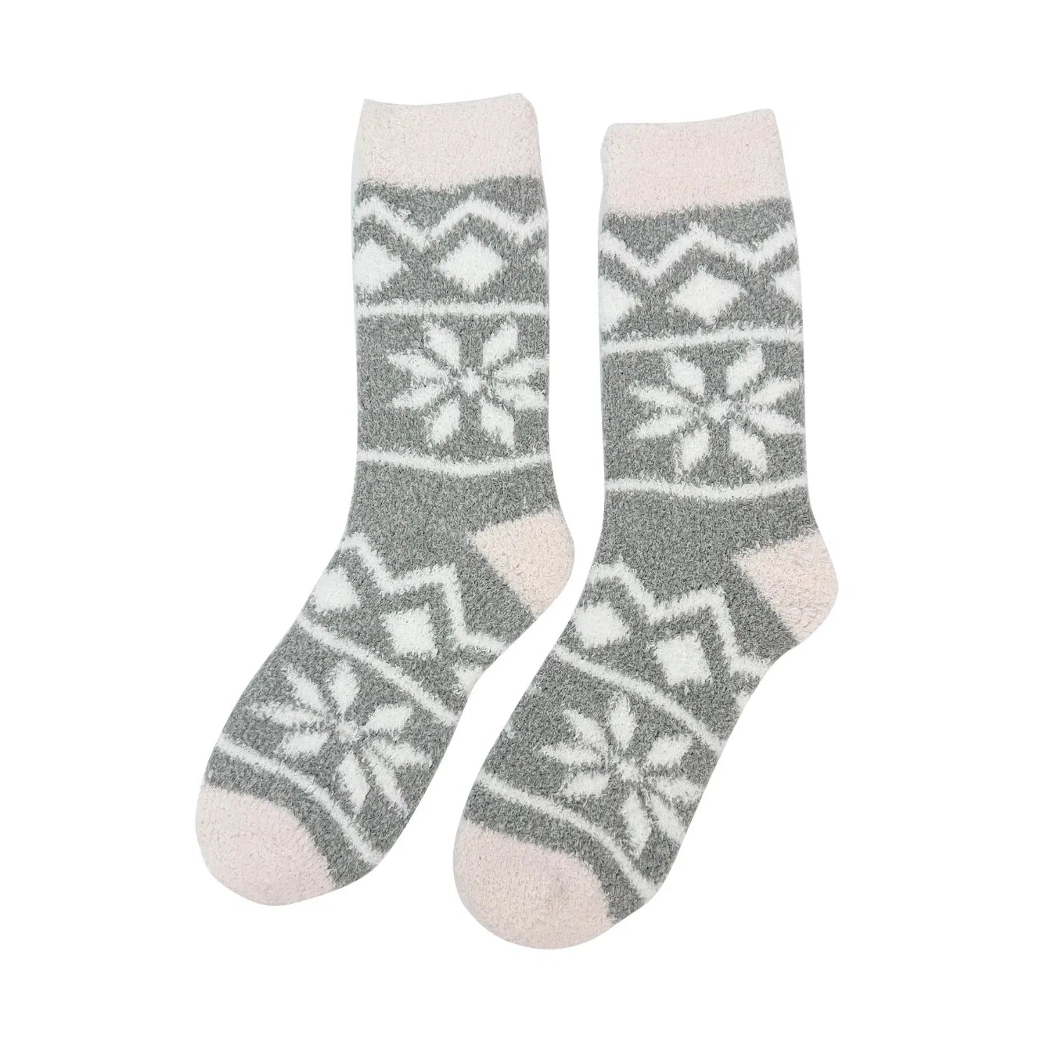 SK-30 Fuzzy Textured Snowflake Pattern Fluffy Socks