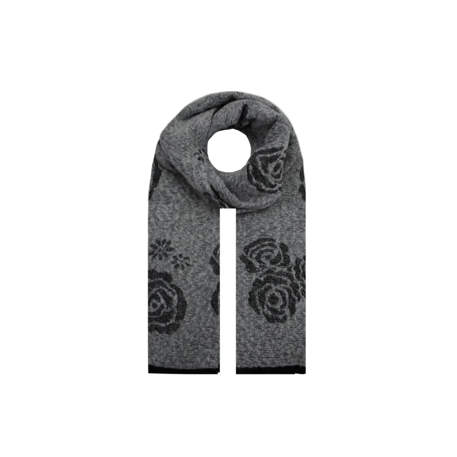 AB18125-311 Viscose Scarf with Rose Flower Design