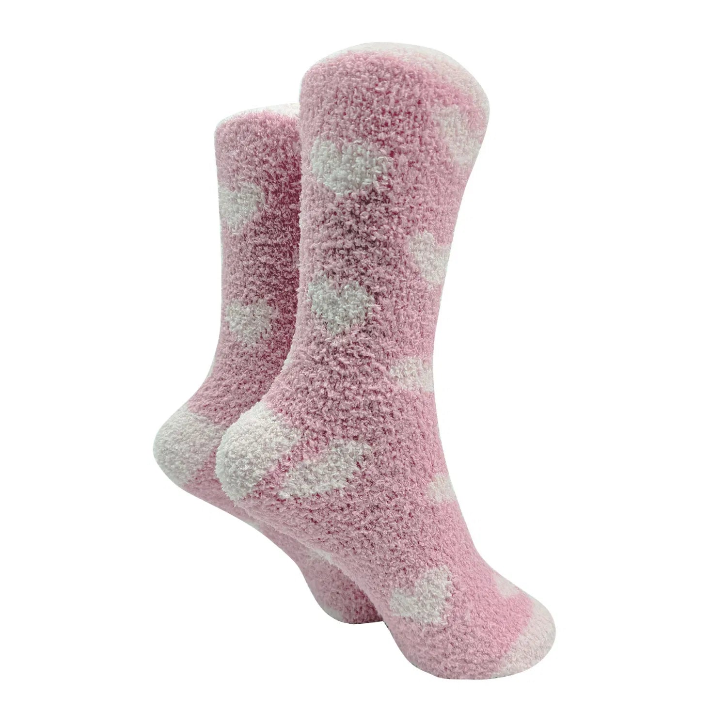 SK-32 White Hearts Pattern Fluffy Socks