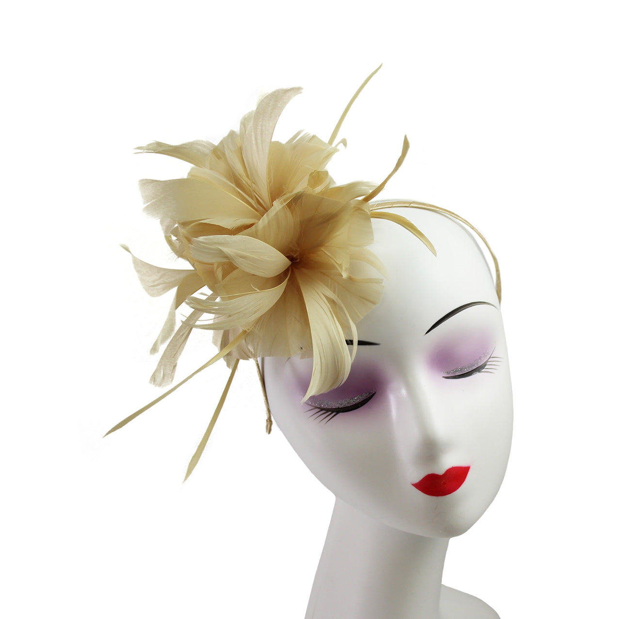 FT9138A Trimmed Feathers and Flowers Small Fascinator