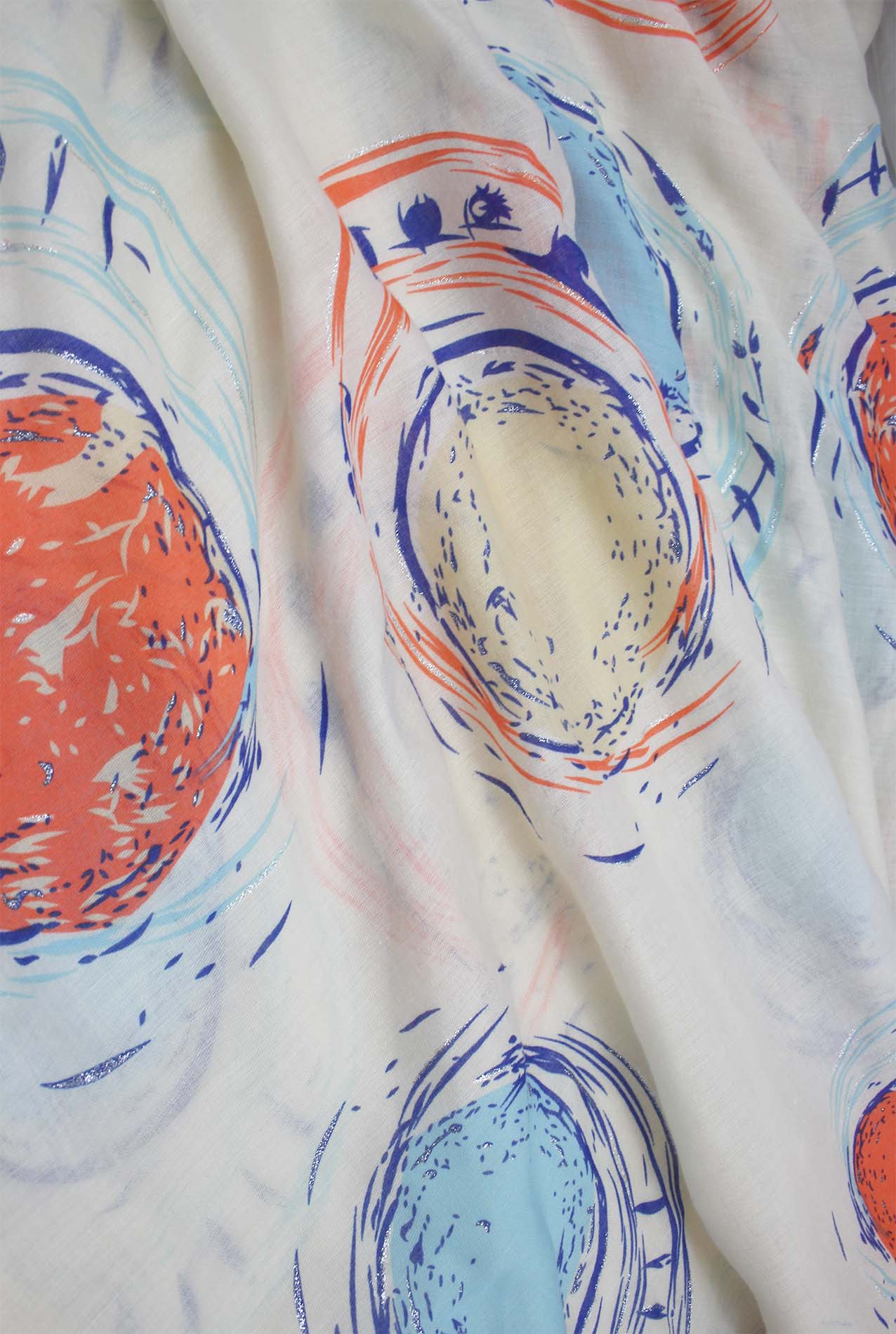 SF1995-013 Soft Printed Scarf with Sun Circle Pattern