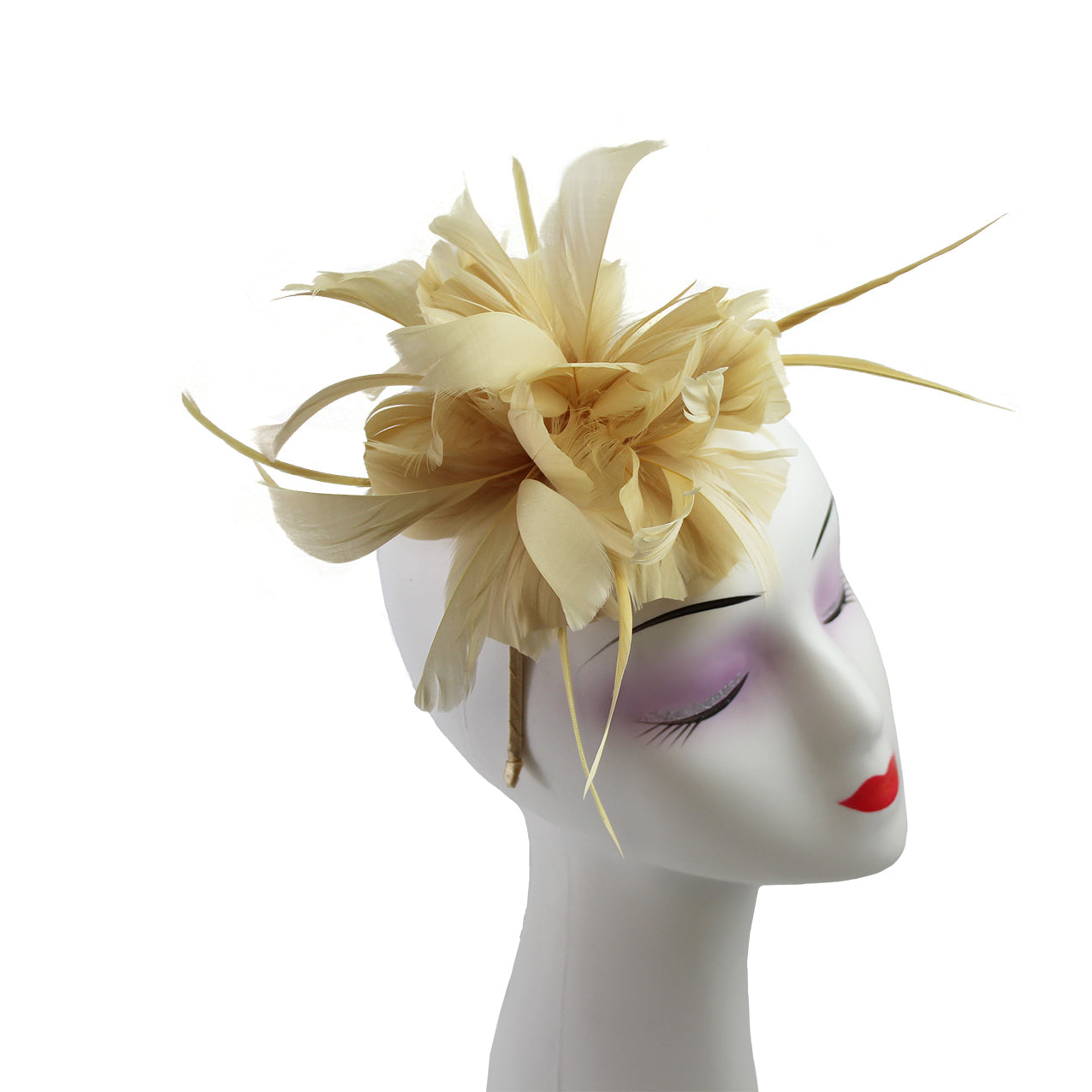 FT9138A Trimmed Feathers and Flowers Small Fascinator