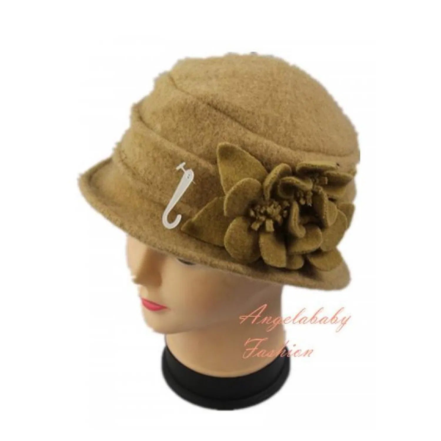 YJ034-72303 Wool Mix Cloche Hat with Flower Detail