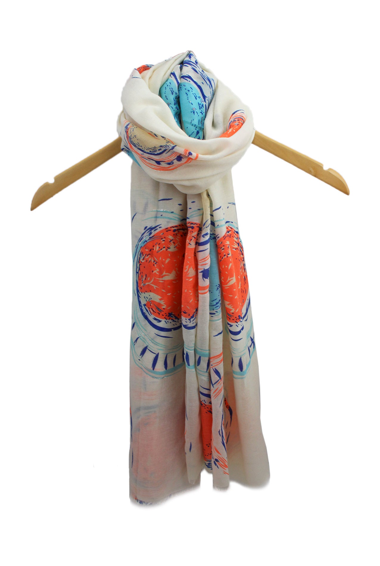 SF1995-013 Soft Printed Scarf with Sun Circle Pattern