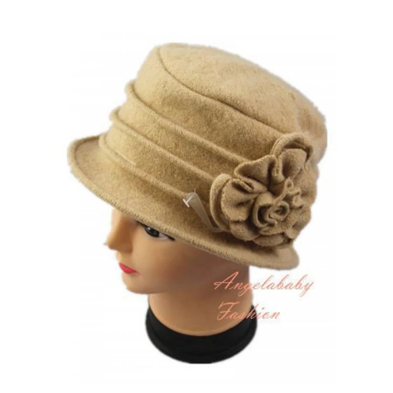 YJ034-72302 Woollen Cloche Hat with Flower