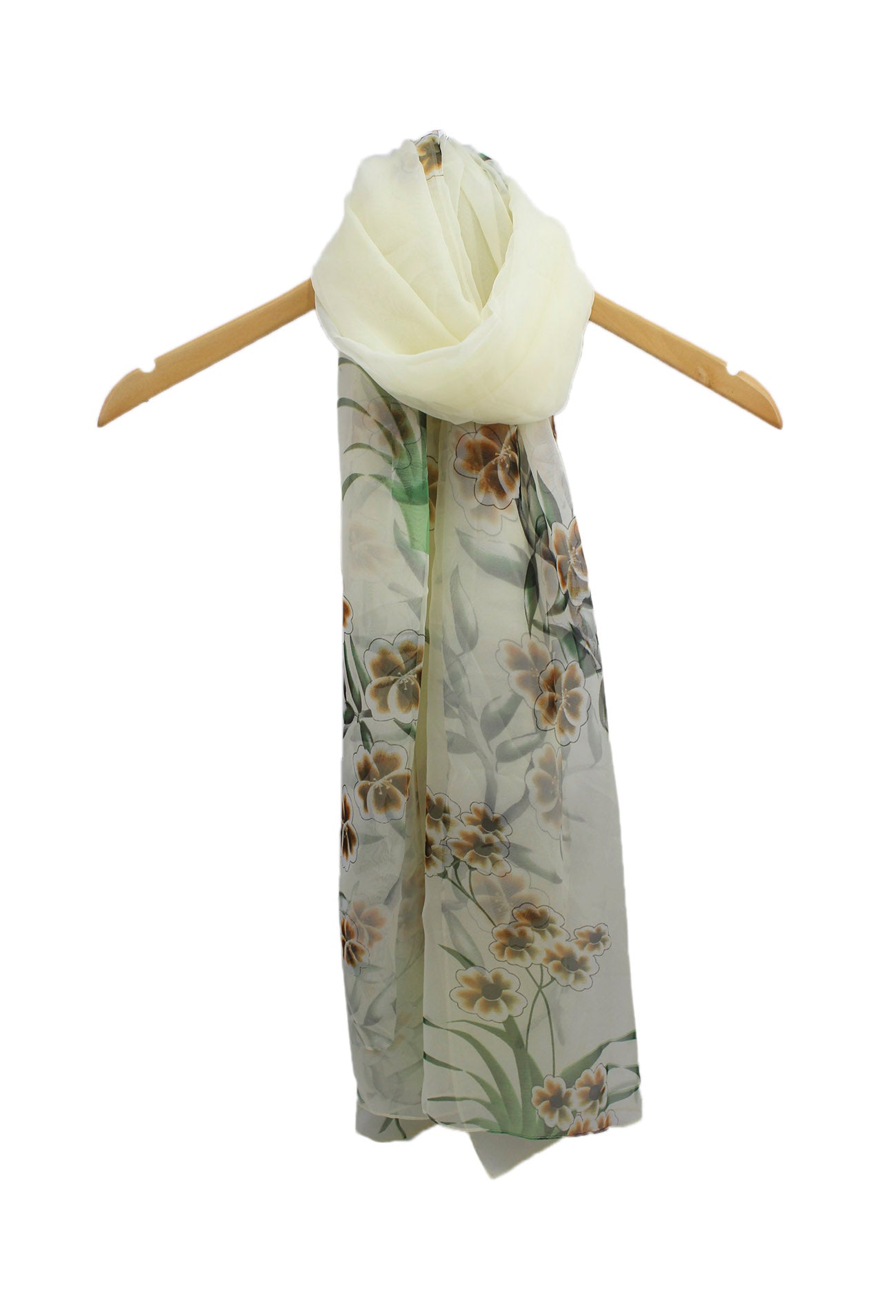 SF1912-034 Silk Blend Scarf with Flower Pattern