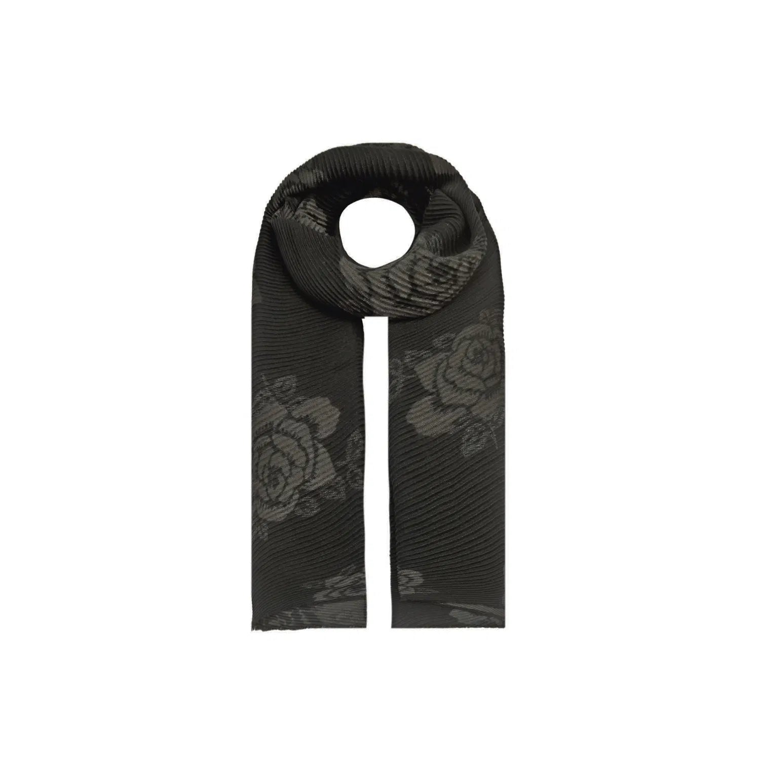 AB18160-293 Wool Blend Textured Scarf with Rose Flower Print