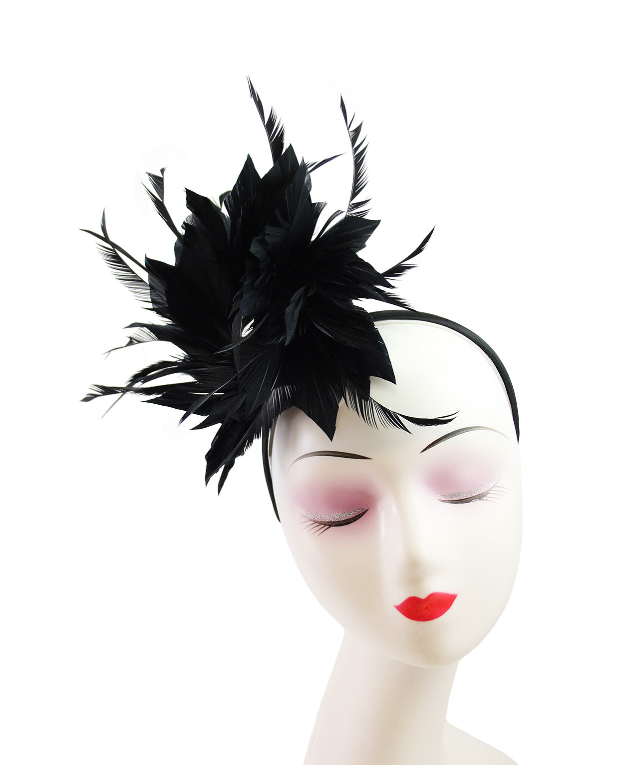 FT9022-008 Disc Fascinator with large and Bendable Feather Flower