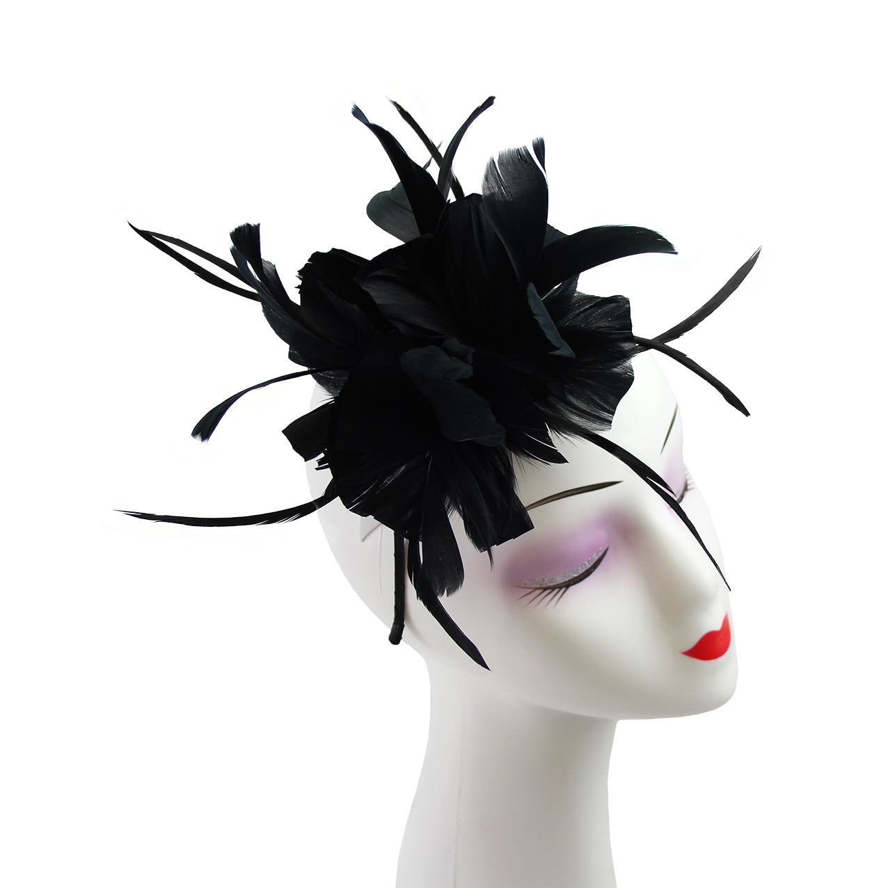 FT9138A Trimmed Feathers and Flowers Small Fascinator