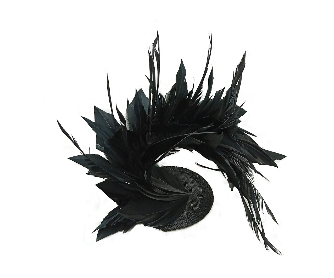 FT9022-008 Disc Fascinator with large and Bendable Feather Flower