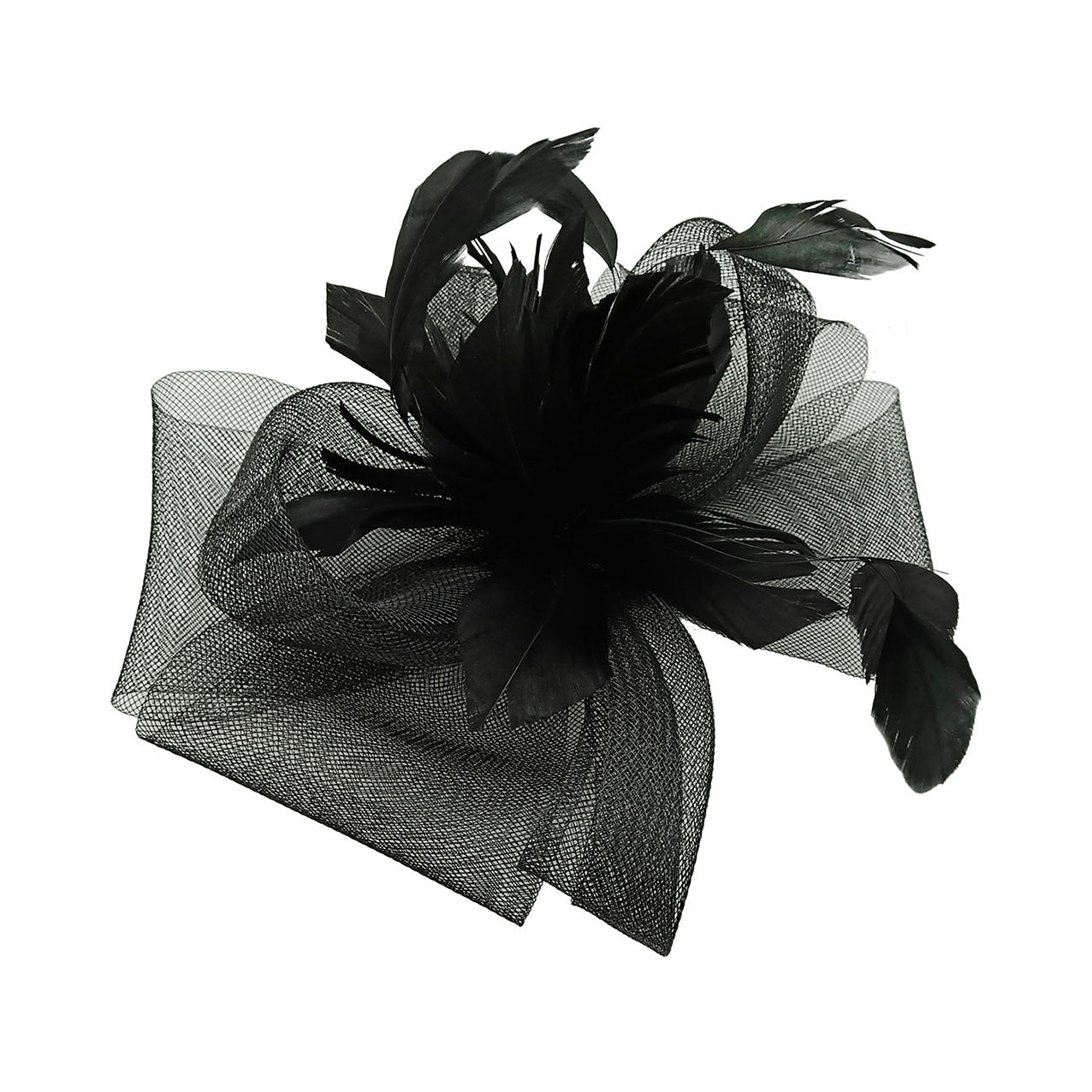 FT9065-011  Feather Flower Fascinator with Synthetic Curls