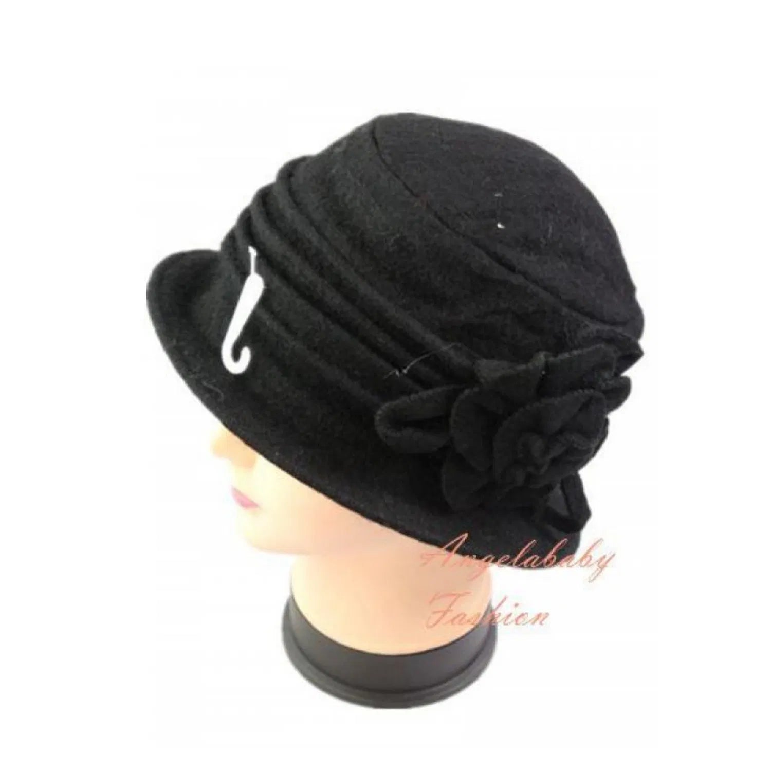 YJ034-72302 Woollen Cloche Hat with Flower