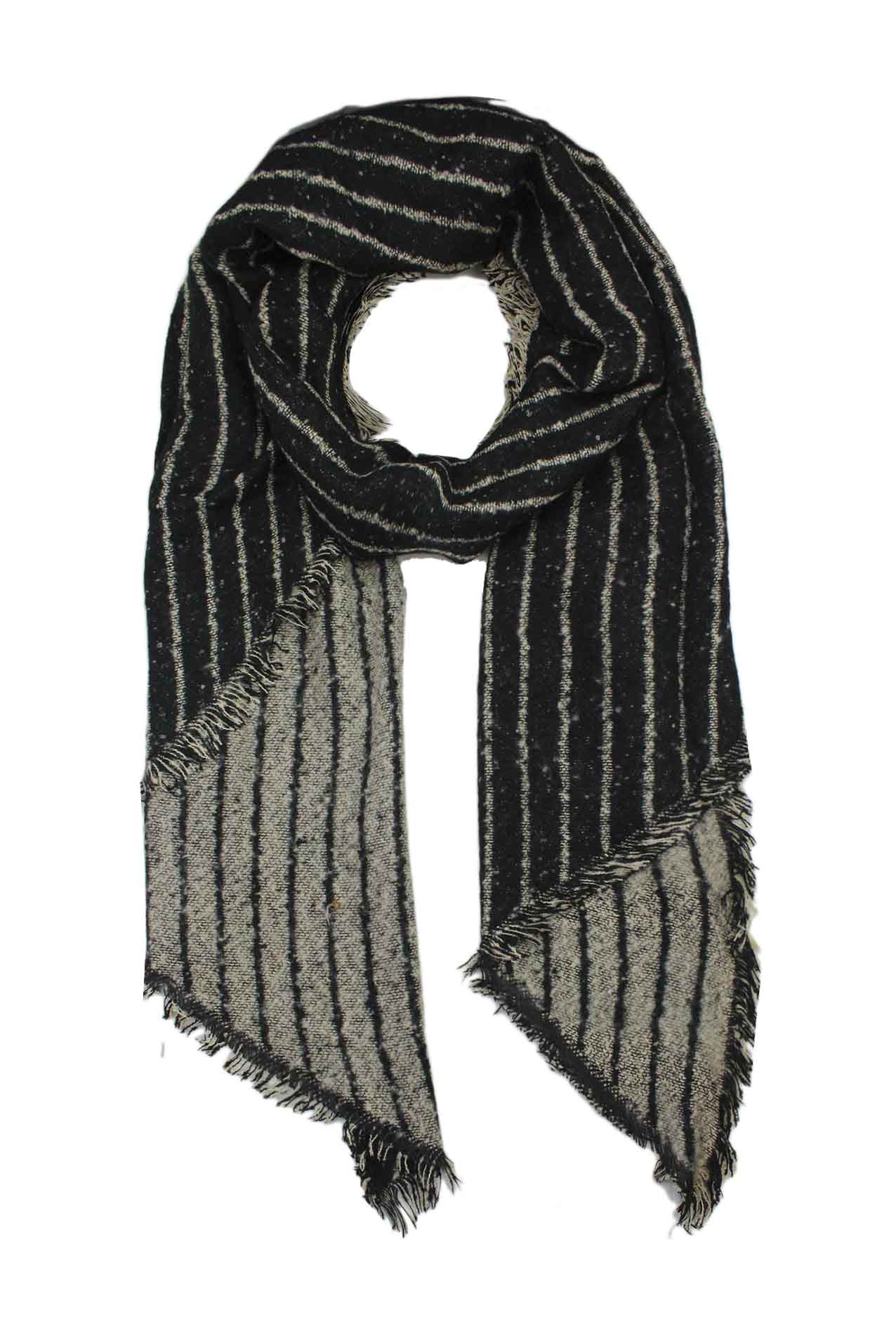 AB17140-130 Stripe Cotton Blend scarf with Fraying