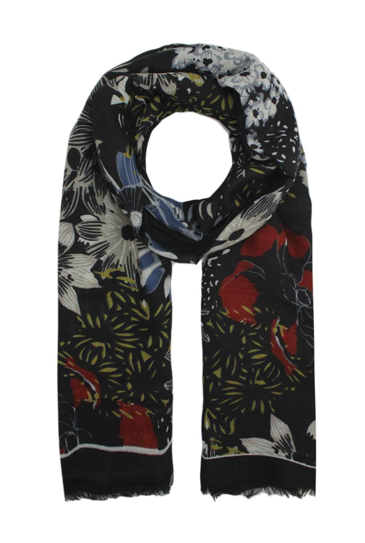 AB1792-146 Flower Print Multicolour Cotton Blend Scarf