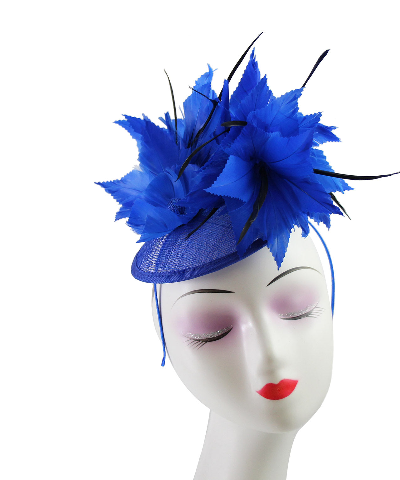 FT9268-003 Bendable Real Feather Flower Fascinator with a Sinamay Disc