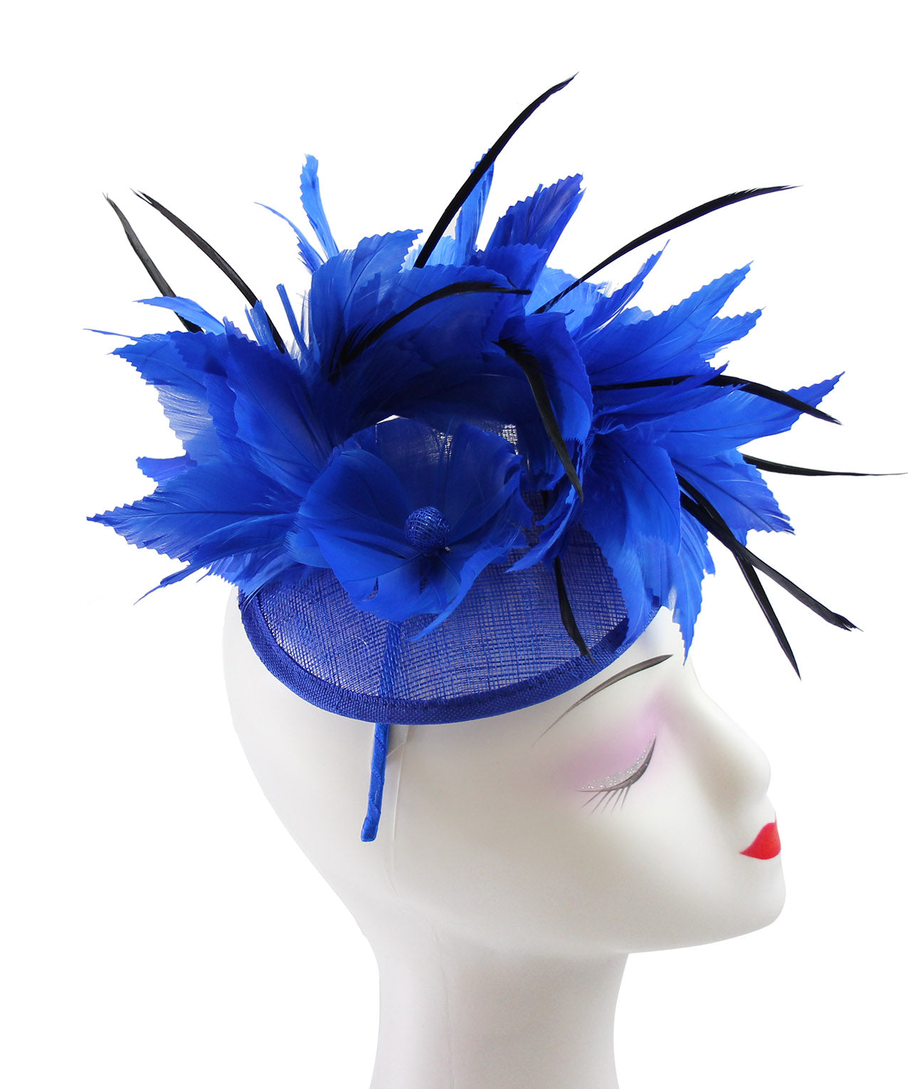 FT9268-003 Bendable Real Feather Flower Fascinator with a Sinamay Disc