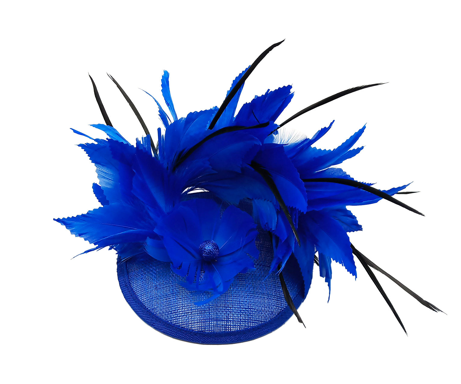 FT9268-003 Bendable Real Feather Flower Fascinator with a Sinamay Disc