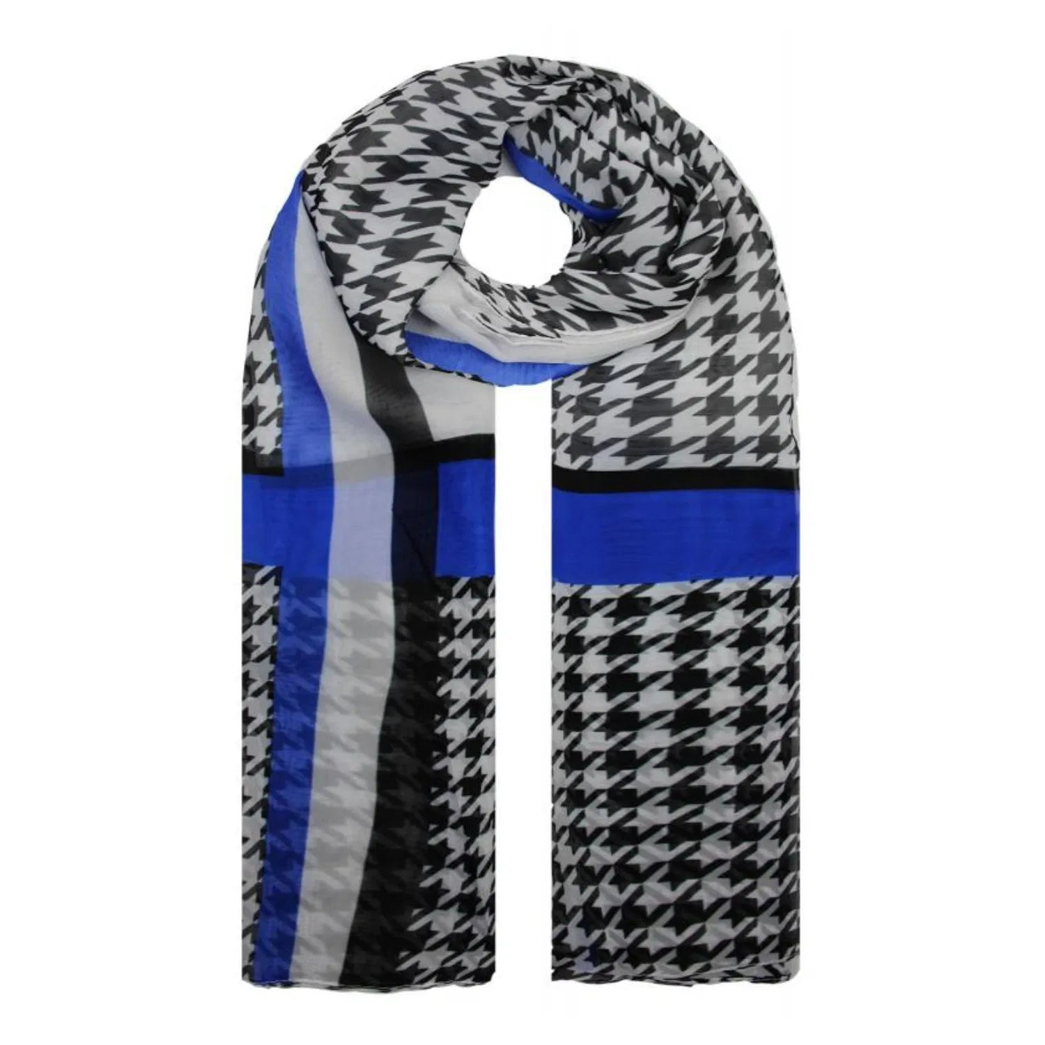 SF2033-201 Chiffon Scarf with Monochrome Pattern and Stripes