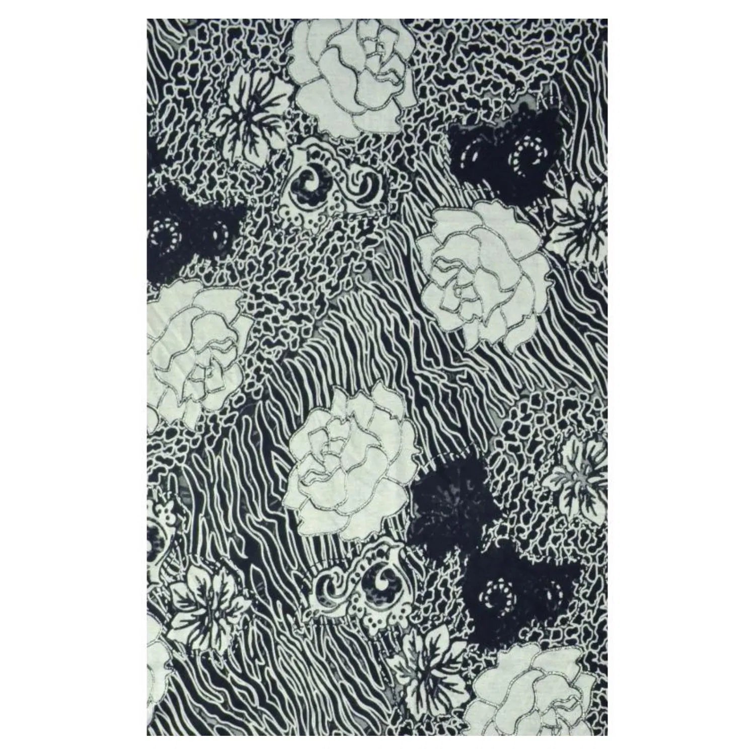 AB1688-1 Floral Fashion Scarf with Glitter Trimmings