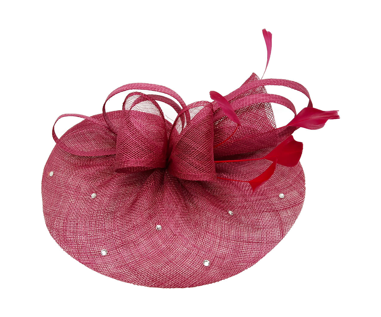 FT9020-004 Sinamay Fascinator with Diamonds and Real Feather