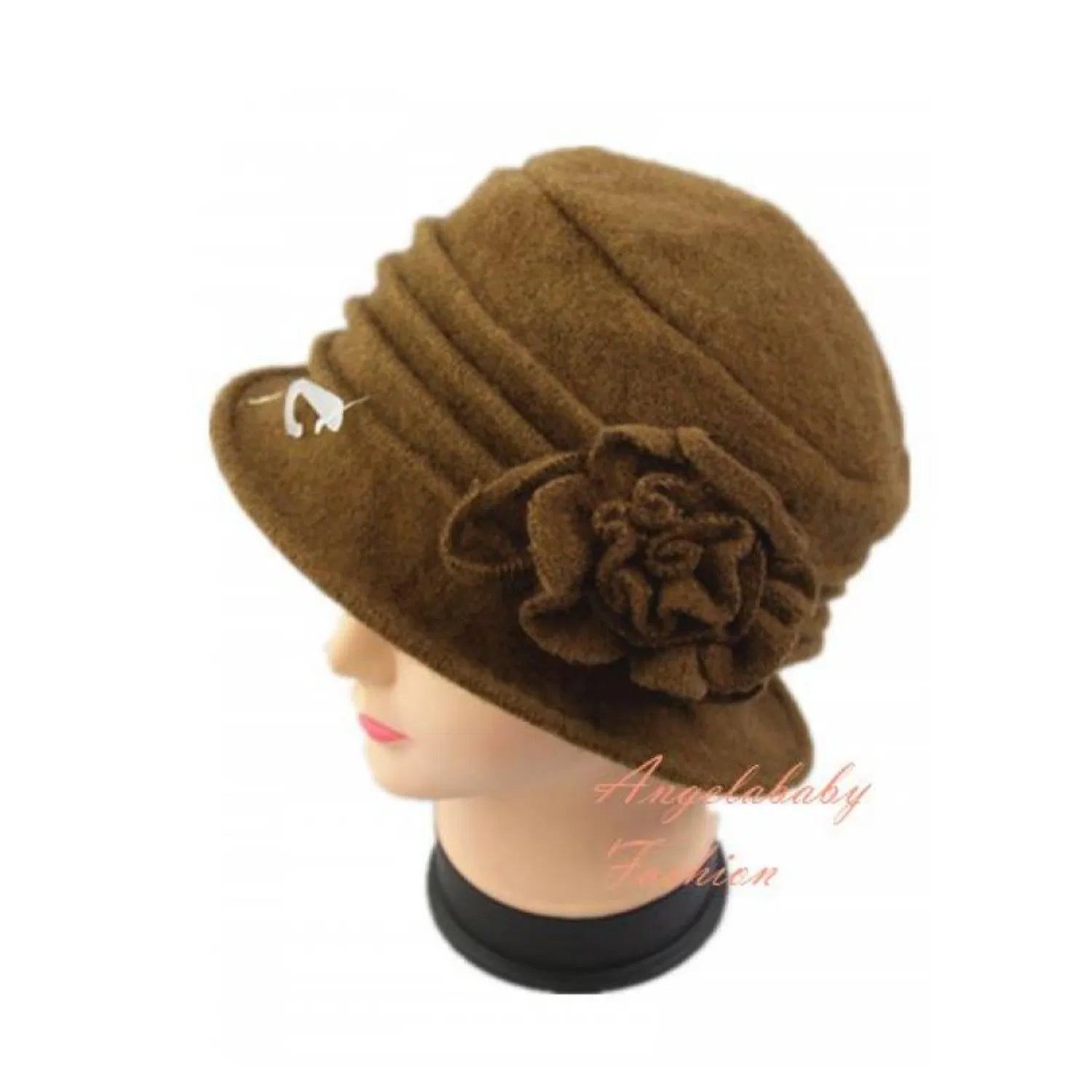 YJ034-72302 Woollen Cloche Hat with Flower