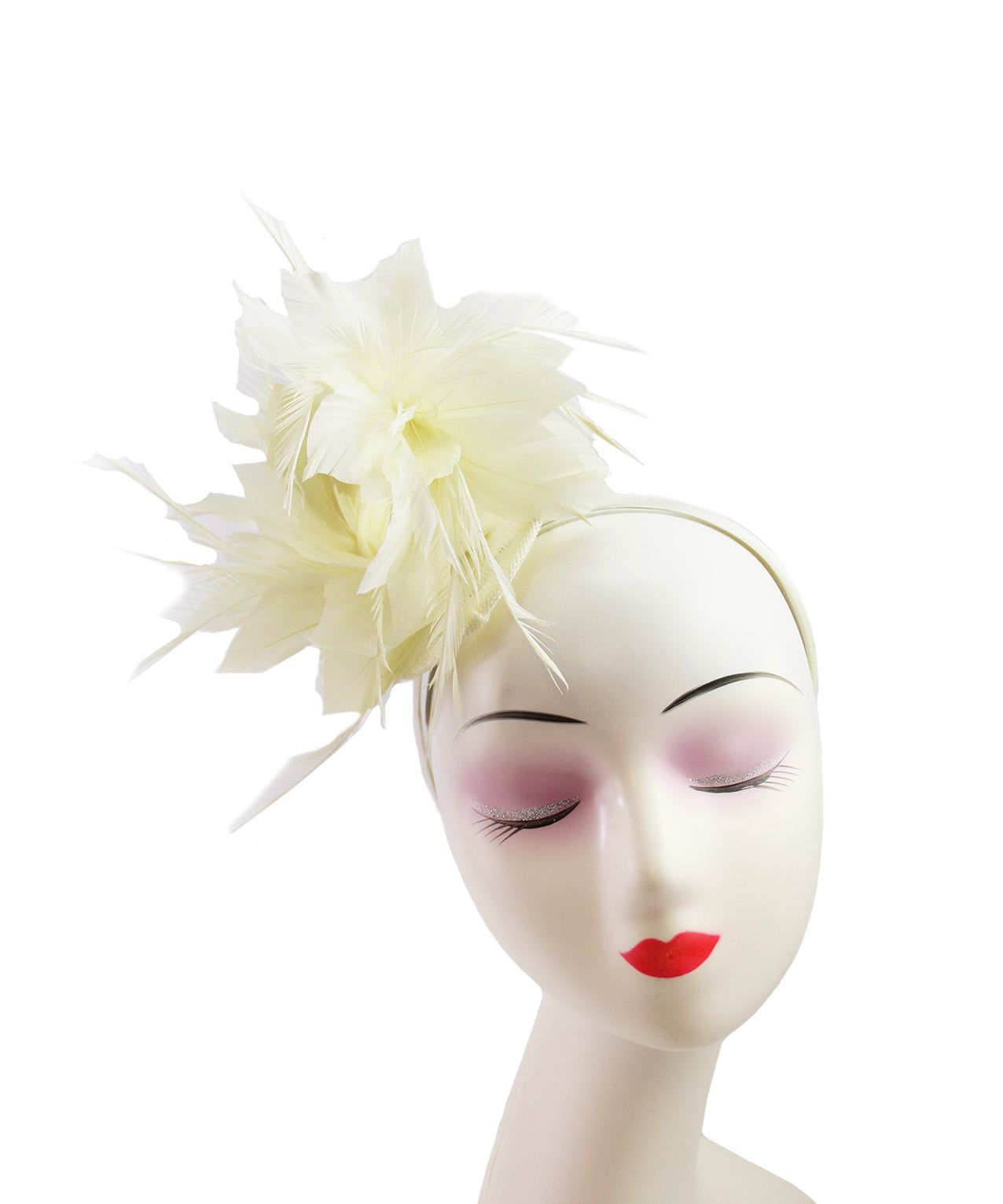 FT9022-008 Disc Fascinator with large and Bendable Feather Flower