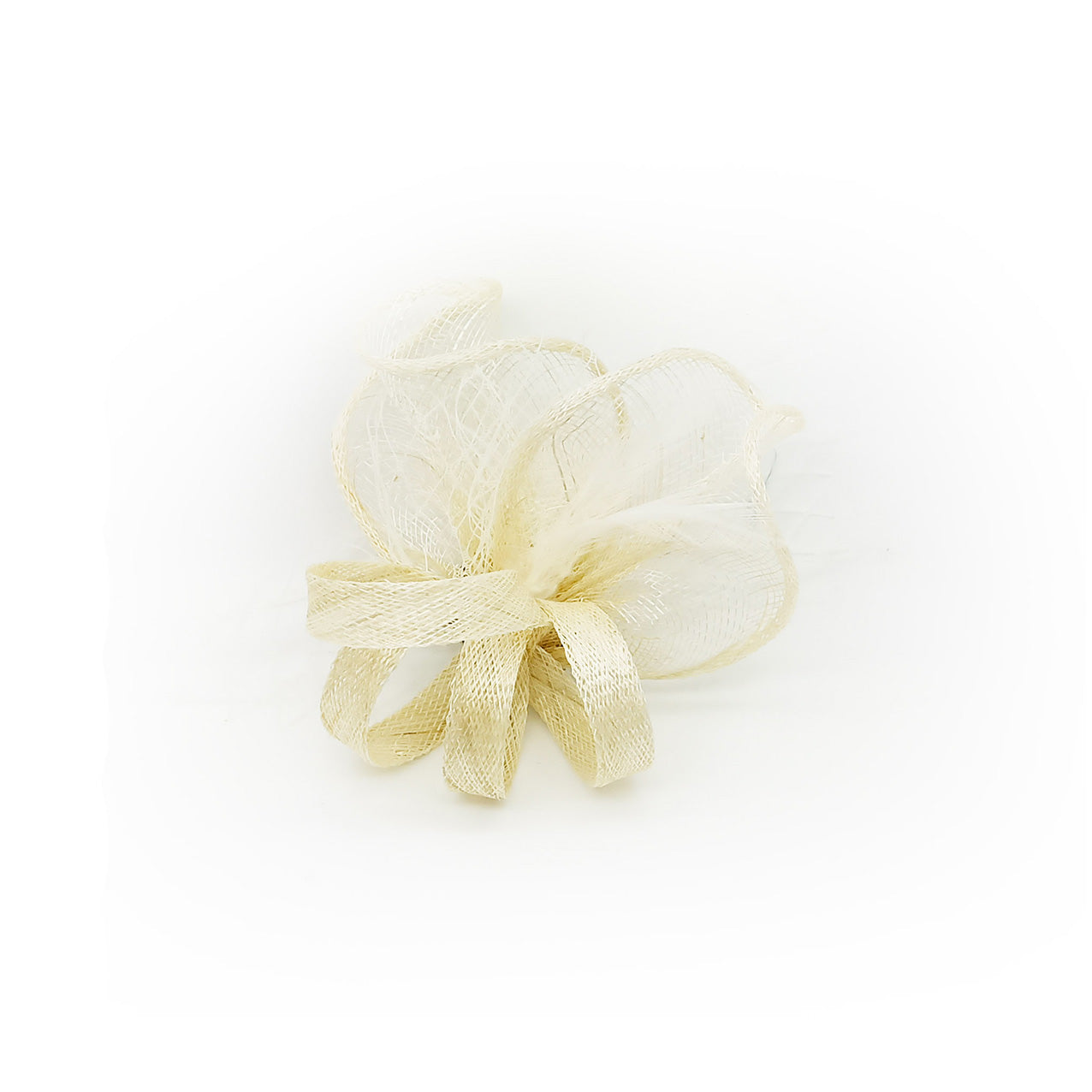 FT9075-012 Sinamay Wavy Fascinator with Loops and Mesh