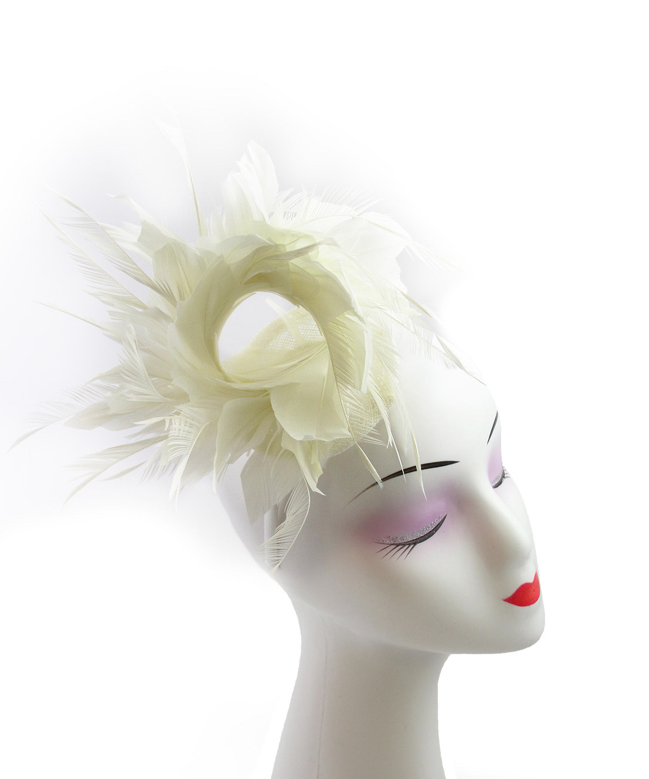 FT9022-008 Disc Fascinator with large and Bendable Feather Flower