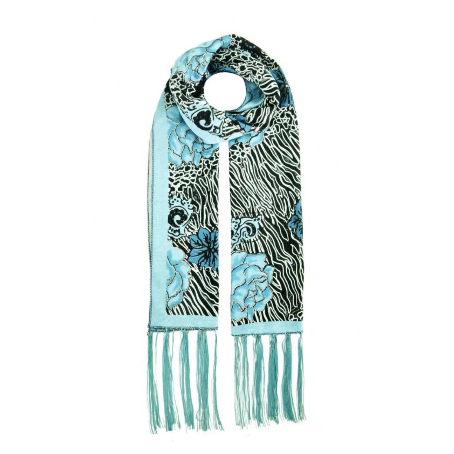 AB1688-1 Floral Fashion Scarf with Glitter Trimmings