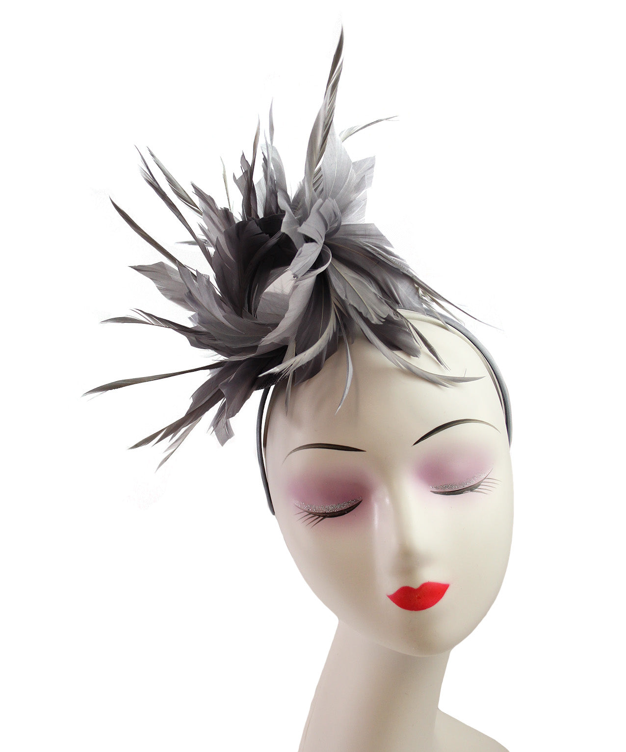 FT9022-008 Disc Fascinator with large and Bendable Feather Flower