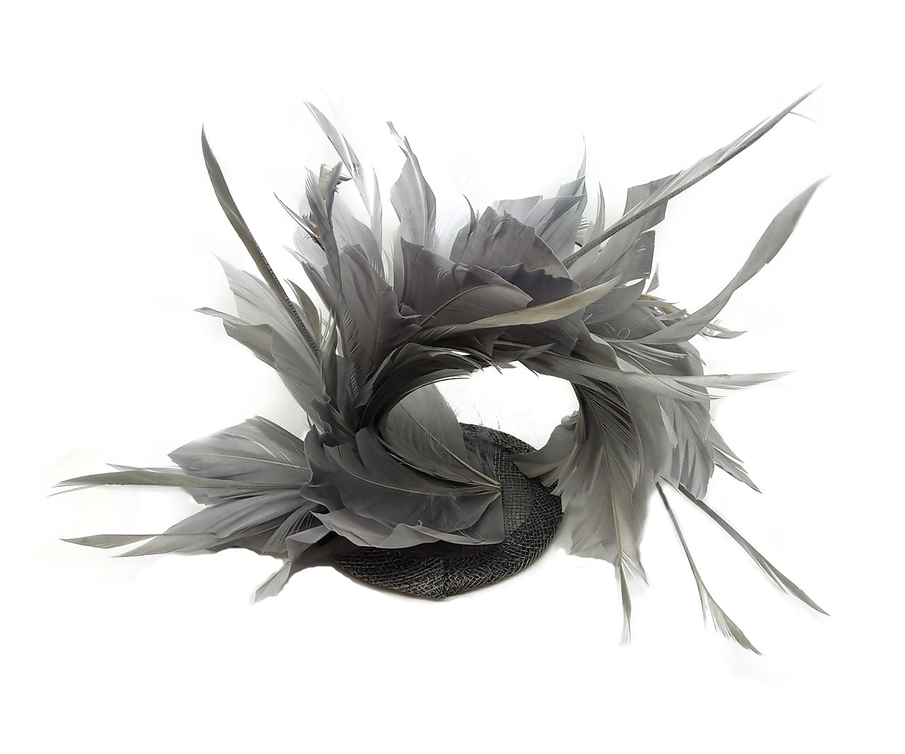 FT9022-008 Disc Fascinator with large and Bendable Feather Flower