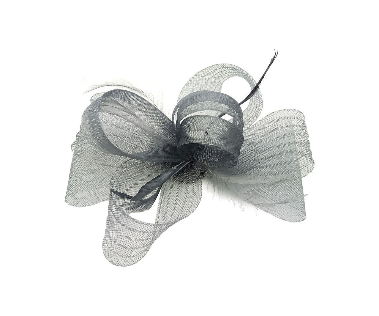 FT9048-010 Bow Fascinator with Synthetic Loops and Curled Feathers