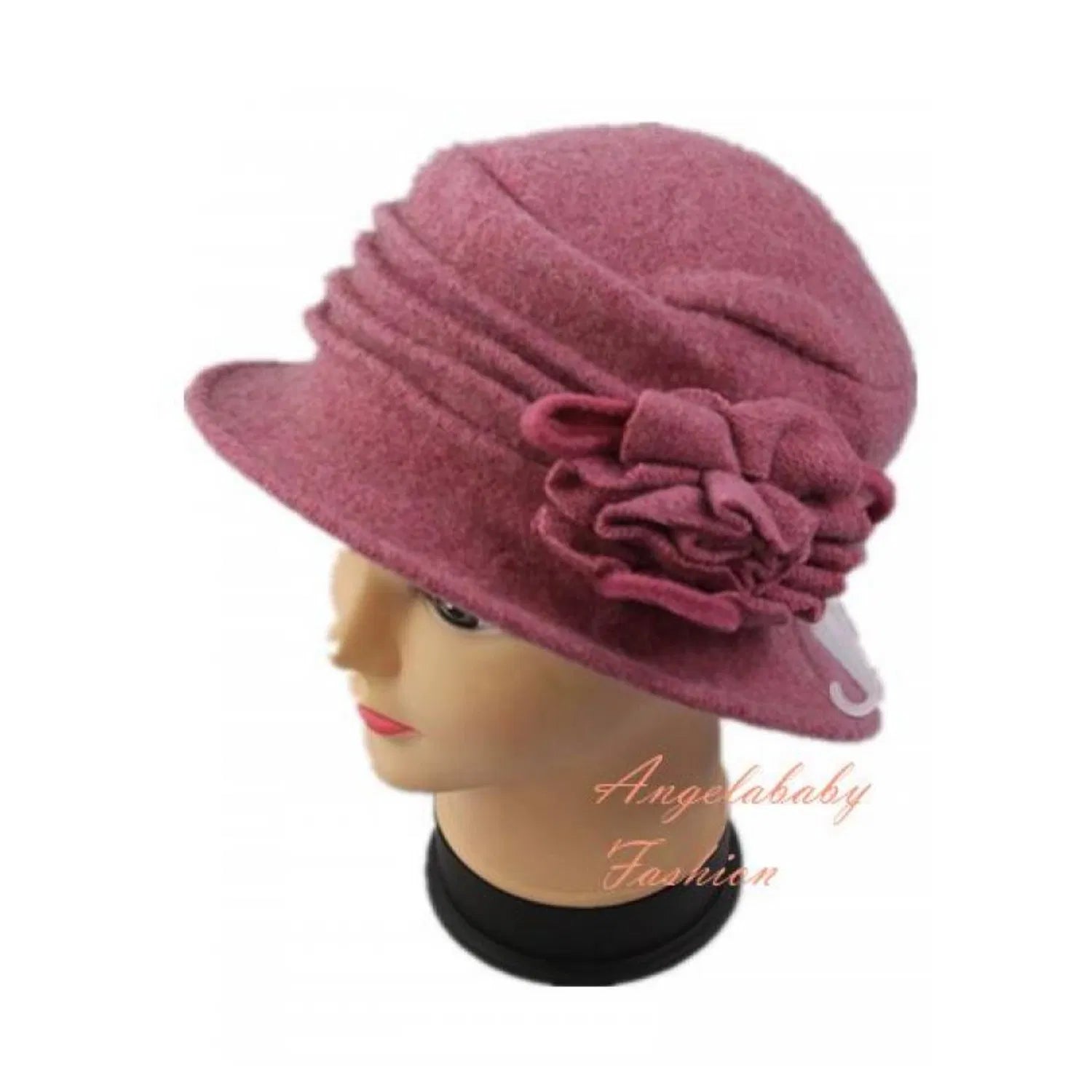 YJ034-72302 Woollen Cloche Hat with Flower